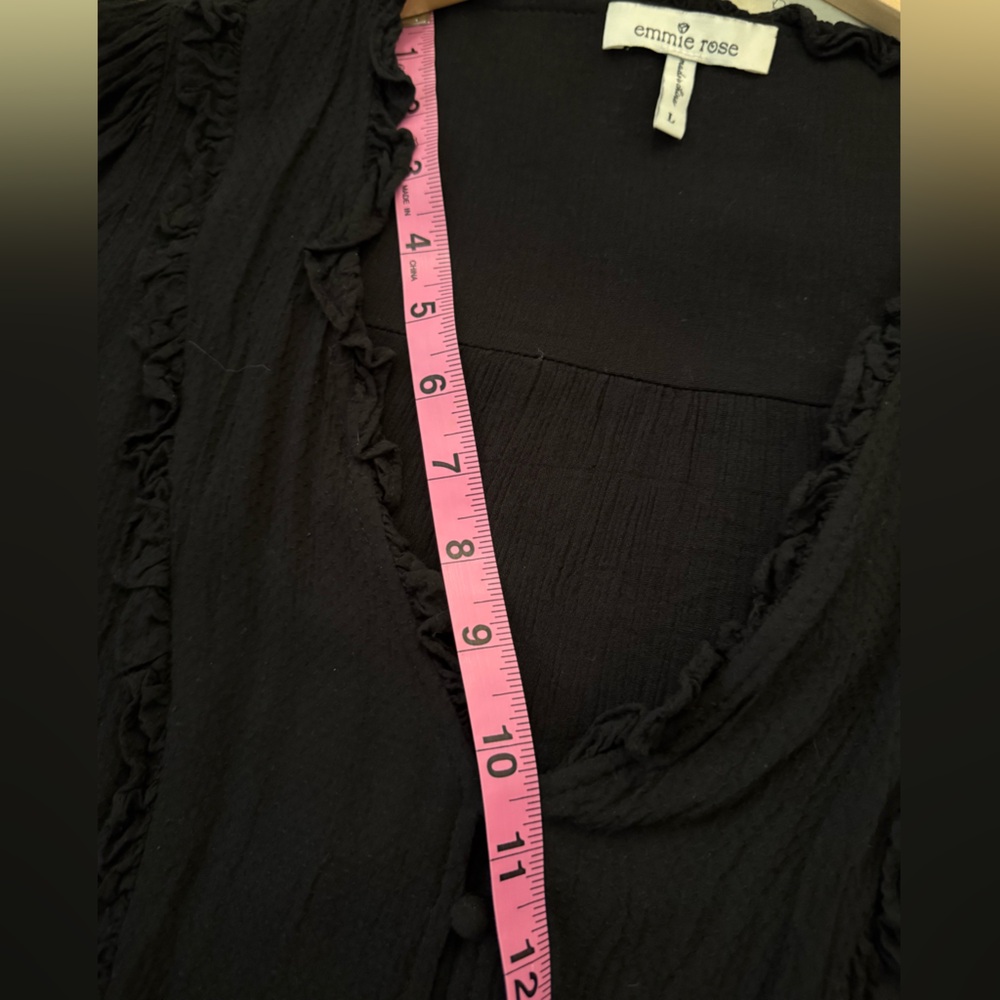 Black Ruffled Drawstring Waist Women's Top/Tunic - Picture 12 of 14